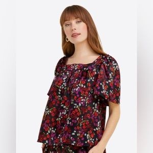 Draper James Floral Blouse - Black, Red, Pink